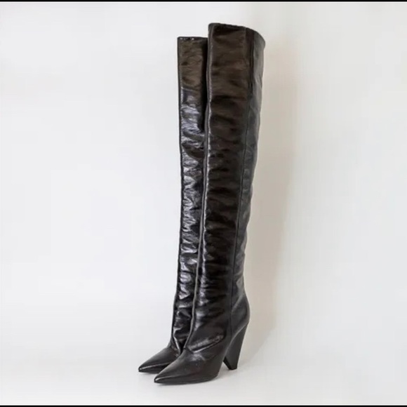 Saint Laurent Niki Thigh High Patent Leather Boot - Picture 3 of 6
